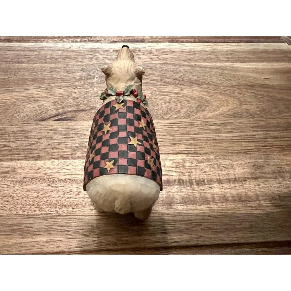 Teresa Kogut Folk Art Checkered Blanket Holy Necklace Christmas Bear Figurine
